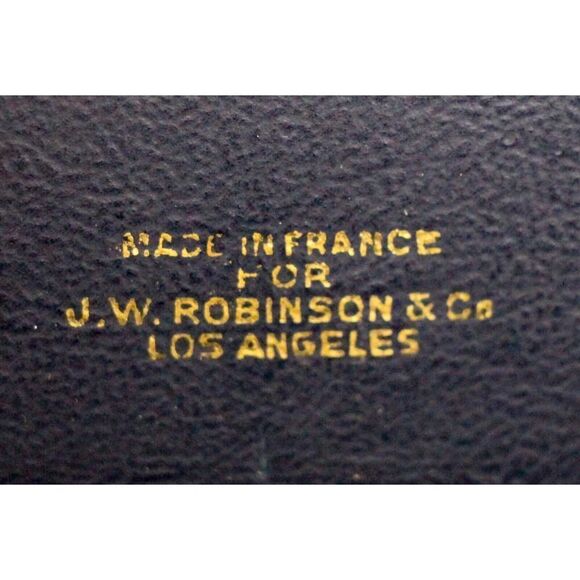 VINTAGE J. W Robinson & Co LA NAVY BLUE LEATHER FRAME HANDBAG SATCHEL POCKETBOOK - Picture 11 of 16